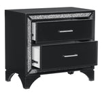 Salon Pearl Black Metallic Wood 2-Drawer Nightstand