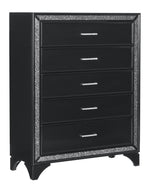 Salon Pearl Black Metallic Wood 5-Drawer Chest