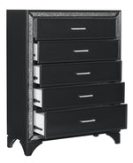 Salon Pearl Black Metallic Wood 5-Drawer Chest