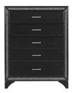 Salon Pearl Black Metallic Wood 5-Drawer Chest