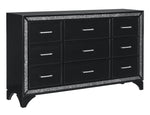 Salon Pearl Black Metallic Wood 9-Drawer Dresser