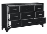 Salon Pearl Black Metallic Wood 9-Drawer Dresser