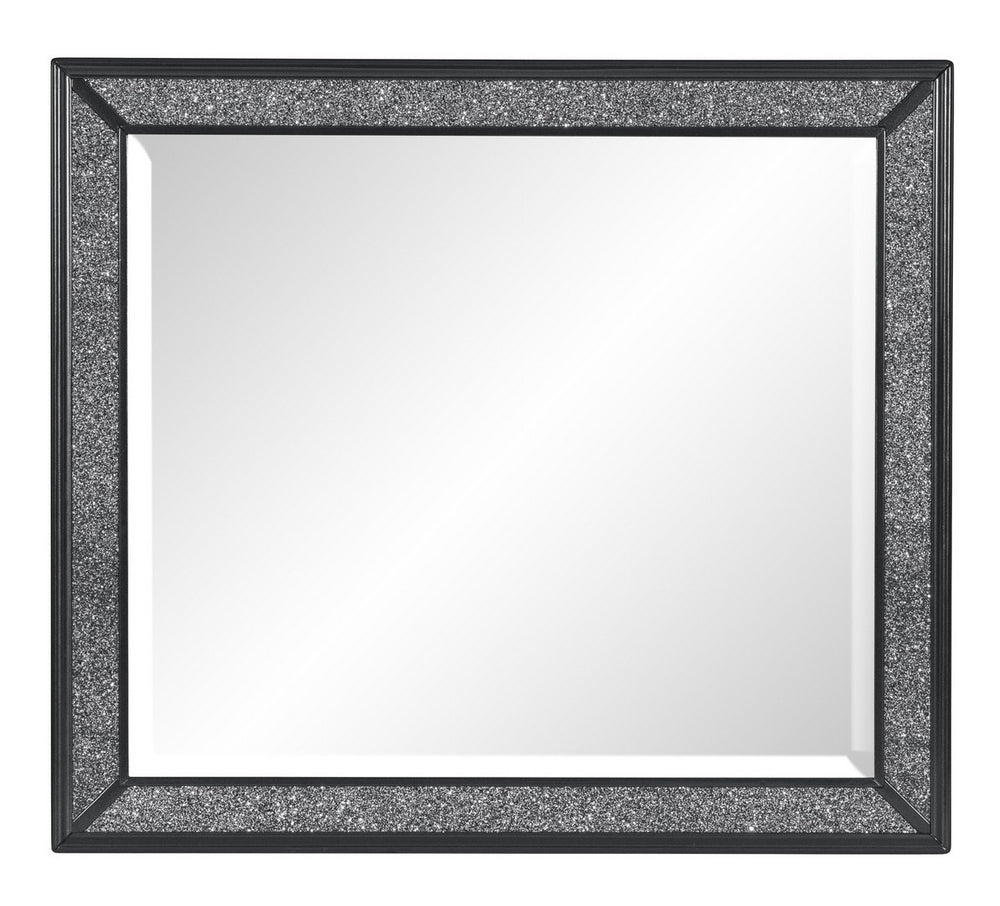 Salon Pearl Black Metallic Wood Dresser Mirror