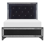 Salon Pearl Black Metallic Wood King Bed with LED