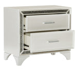 Salon Pearl White Metallic Wood 2-Drawer Nightstand