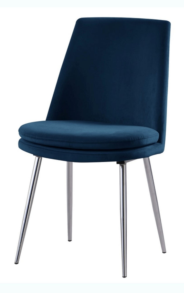 Sandler Navy Blue Velvet/Metal Side Chair