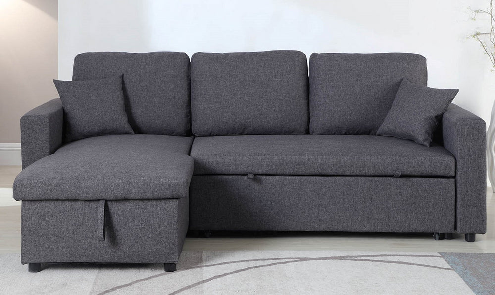 Sandy Gray Reversible Sectional with Pull-Out Bed