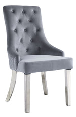 Satinka 2 Gray Fabric/Mirrored Silver Metal Side Chairs