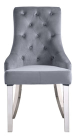 Satinka 2 Gray Fabric/Mirrored Silver Metal Side Chairs