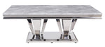 Satinka Light Gray Printed Faux Marble/Silver Coffee Table