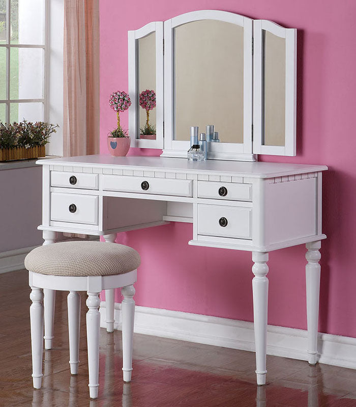 Savanna 3-Pc White Wood Vanity Set