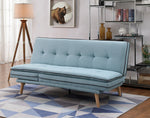 Savilla Blue Linen Tufted Adjustable Sofa Bed