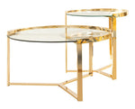 Saylor 2-Pc Clear Glass/Gold Finish Metal Nesting Table Set