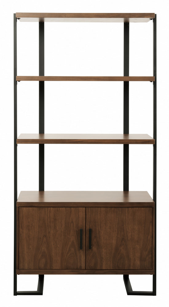 Sedley Walnut Wood Bookcase with Storage