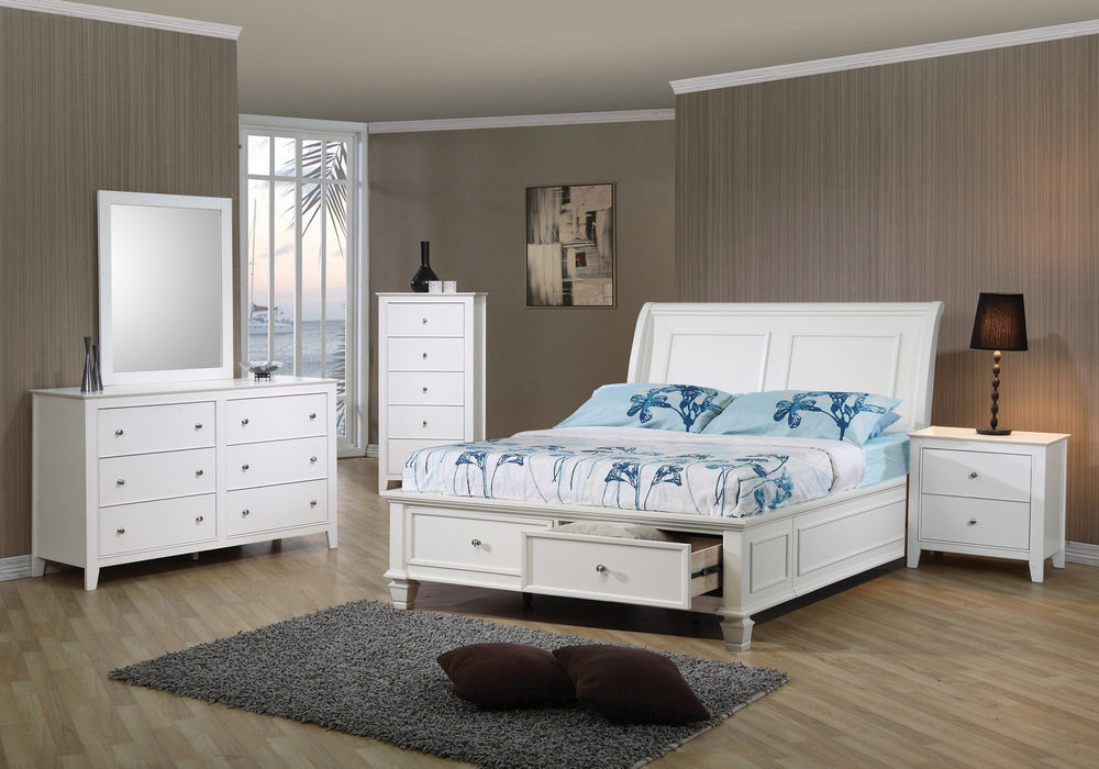Selena 5-Pc Buttermilk Wood Twin Storage Platform Bedroom Set