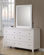 Selena Buttermilk Wood 6-Drawer Dresser with Mirror