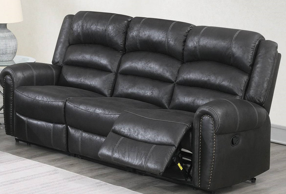 Selene Black Leather-Like Fabric Power Recliner Sofa