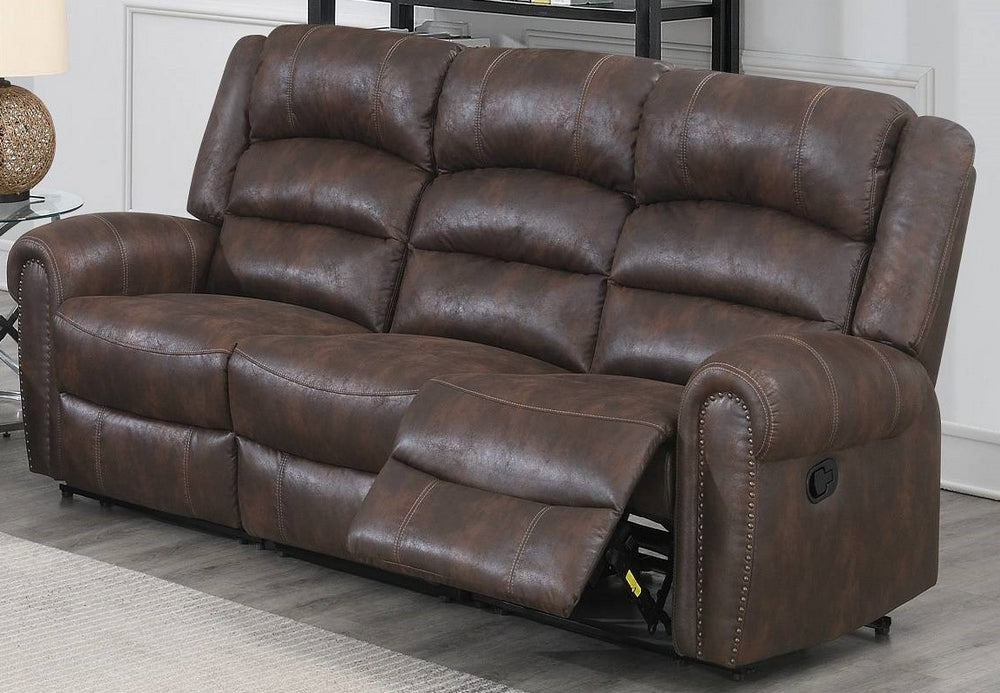 Selene Chocolate Leather-Like Fabric Power Recliner Sofa