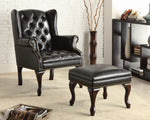 Sephora Black Leatherette Accent Chair with Ottoman