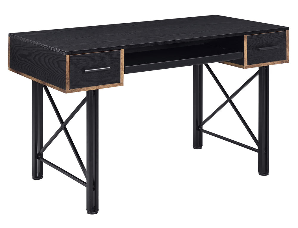 Settea Black Wood/Metal 2-Drawer Office Desk