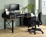 Settea Black Wood/Metal 2-Drawer Office Desk