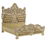 Seville Gold Wood King Bed with PU Leather Insert (Oversized)