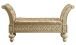 Seville Tan PU Leather/Gold Finish Wood Bench