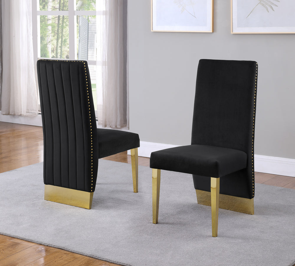 Shanti 2 Black Velvet/Gold Metal Side Chairs