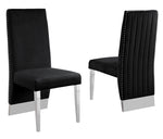 Shanti 2 Black Velvet/Silver Metal Side Chairs