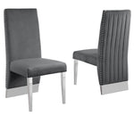 Shanti 2 Gray Velvet/Silver Metal Side Chairs