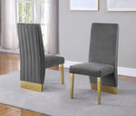 Shanti 2 Gray Velvet/Gold Metal Side Chairs