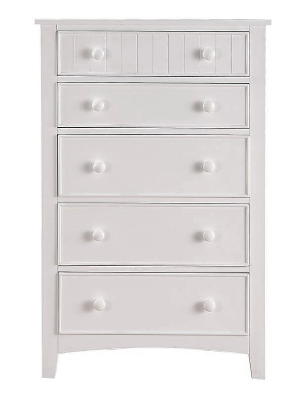 Lillee White Wood 5-Drawer Chest