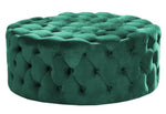 Sherlyn Green Velvet Round Accent Ottoman