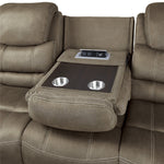 Shola Brown Microfiber Power Recliner Sofa