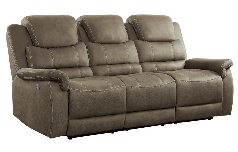 Shola Brown Microfiber Power Recliner Sofa