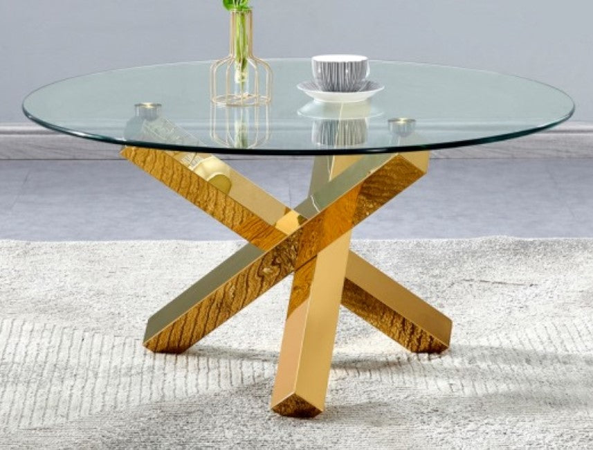 Siana Clear Glass/Gold Metal Coffee Table