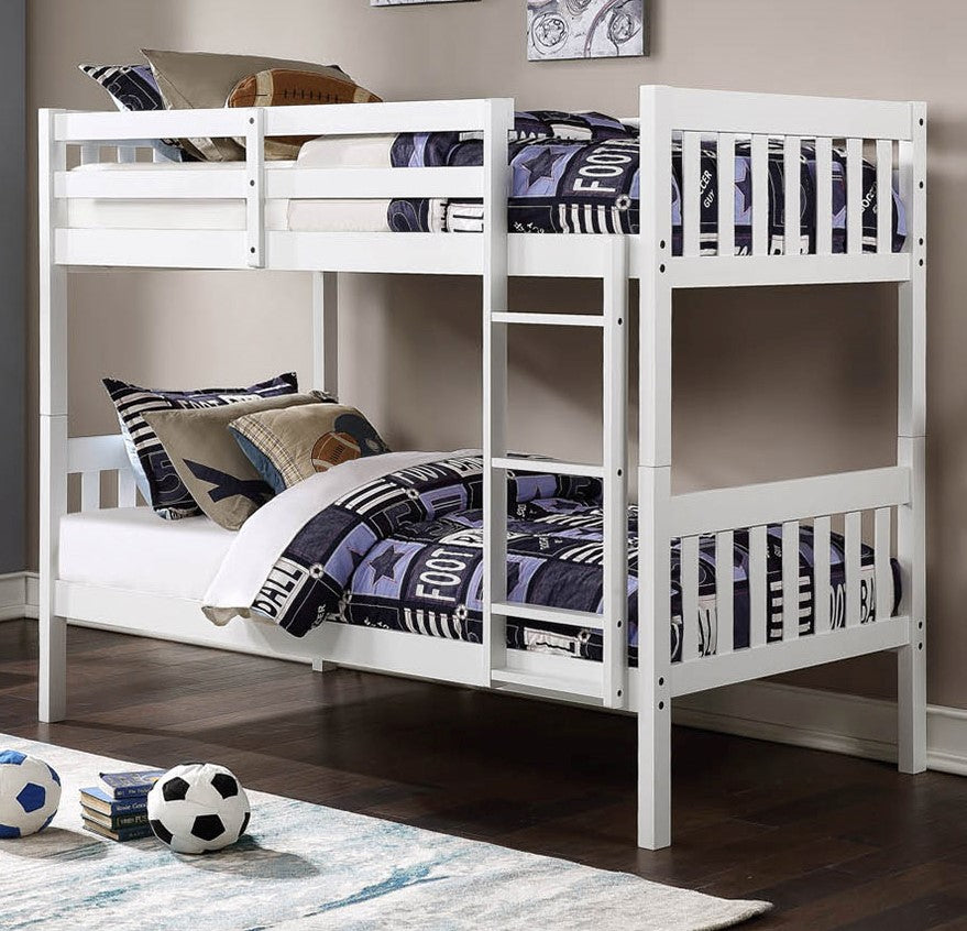 Sidney White Wood Twin over Twin Bunk Bed