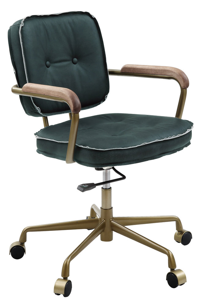 Siecross Emerald Green Leather/Metal Office Chair