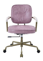 Siecross Pink Top Grain Leather Swivel Office Chair