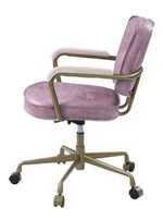 Siecross Pink Top Grain Leather Swivel Office Chair