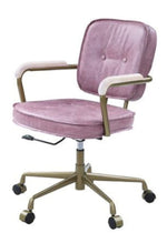 Siecross Pink Top Grain Leather Swivel Office Chair