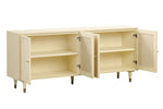 Sierra Buttermilk Wood/Rattan 4-Door Sideboard