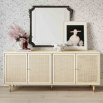 Sierra Buttermilk Wood/Rattan 4-Door Sideboard