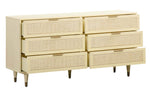 Sierra Buttermilk Wood/Rattan 6-Drawer Dresser