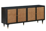 Sierra Noir Wood/Brown Rattan 4-Door Sideboard