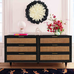 Sierra Noir Wood/Brown Rattan 6-Drawer Dresser