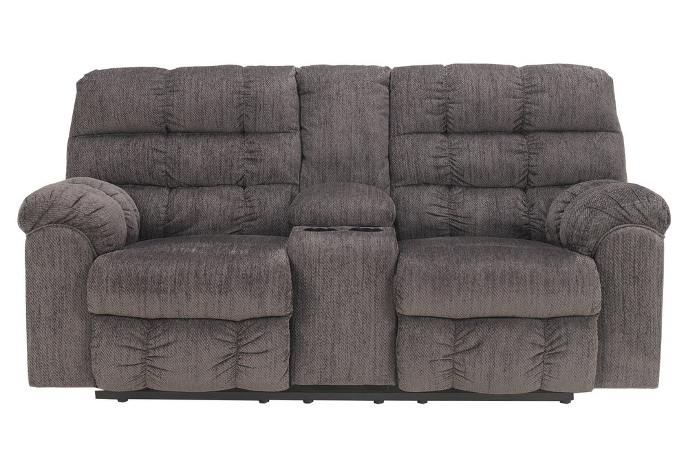 Acieona Slate Chenille Double Manual Recliner Loveseat