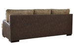 Alesbury Brown Fabric/Chocolate Faux Leather 2-Seat Sofa (Oversized)