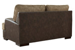 Alesbury Brown Fabric/Chocolate Faux Leather Loveseat