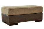 Alesbury Brown Fabric/Chocolate Faux Leather Ottoman